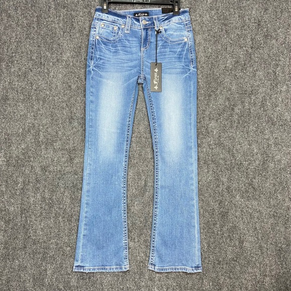 Miss Me Fleur Wings Sequin Women's Jeans Size 26/2 Boot Cut Light Wash NWT - Picture 5 of 10